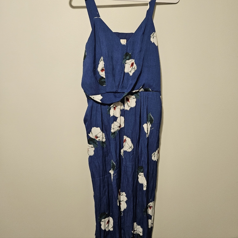 A New Day Blue Floral Jumpsuit With Straps